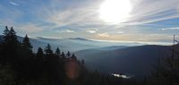 18 alter steig zum richard-wagner-kopf des grossen arber - im schatten der grosse arbersee - der rachel als insel im nebel